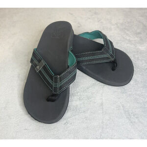 Reef Youth Flip Flop Size 2/3‎ Black Teal Blue Cushion Bounce Summer Lightweight